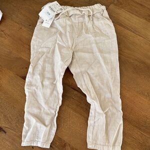 Zara Girls Beige Linen Pants size 4-5